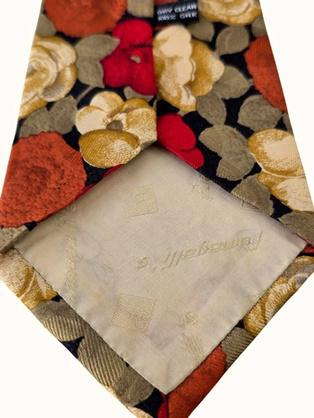 Fumagallis 90s Silk Tie Made Italy Floral Necktie Red Olive Rust Black 3.5 x 58
